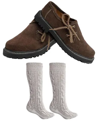 Produktbild von Trachtenschuhe +Trachtensocken Set Haferlschuhe wildleder mit socken 40cm, Schuhgröße:45, Farbe:Dunkelbraun
