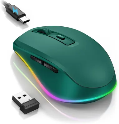 Produktbild von seenda Maus Kabellos LED, Wiederaufladbare Kabellose Maus mit Maus Jiggler, Leise 2.4G USB Funkmaus für Laptop, Computer Wireless Mouse Beleuchtet