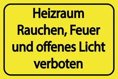 Immagine prodotto di vianmo Insegna in legno 20x30 cm Heizraum Rauchen Feuer verboten gelbes