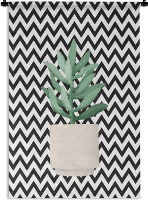 Produktbild von MuchoWow® Wandteppich Wandbehang Pflanzen - Sukkulenten - Blumentopf 90x135 cm Tapisserie Dekoration Wandtuch - Baumwolle - Wandskulptur