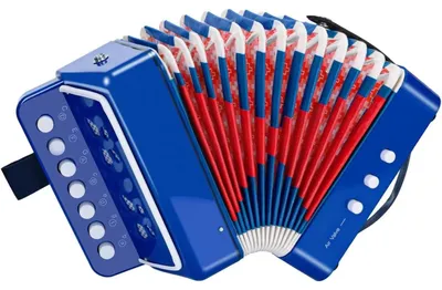 Produktbild von Kinder Akkordeon - Mini Spielzeug Akkordeon - 10 Tasten diatonisch - Lerninstrument für Kinder und Anfänger - 18x18x10 cm - Dunkelblau