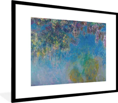Produktbild von MuchoWow® Gerahmtes Poster Glyzinie - Gemälde von Claude Monet 80x60 cm - Poster mit Schwarzem Bilderrahmen Wandposter Rahmen Foto Bilder - Schlafzimmer-Dekorationen - Fotoposter