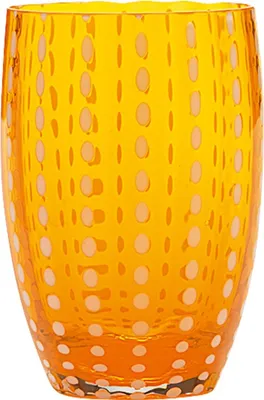 Produktbild von Zafferano Perle Orange Glas - Farbiges mundgeblasenes Glas, 32 cl, handgefertigt - Set mit 2 handgefertigten Bechern für Wasser oder Cocktails