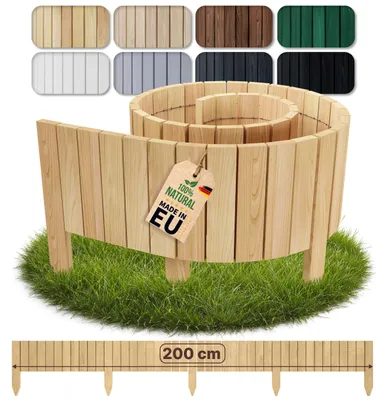 Produktbild von Floranica Rasenkante Flexible Beeteinfassung 10 x 200 cm Hellbraun Rollborder Holz Beetumrandung Holzzaun Palisade Rollzaun
