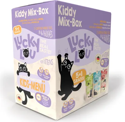 Produktbild von Lucky Lou Kittenfutter Geflügel, Rind, Forelle 6 x 125 g