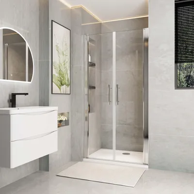 Produktbild von Duschspa Doppeltür 90x195cm Nischentür Chrom Duschtür 6mm ESG Nanoglas Duschabtrennung