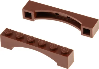 Image de 2x Lego pierre d'arc 1x6x1 rouge brun rond arc surélevé pont porte 4655611 92950