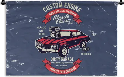 Produktbild von MuchoWow® Wandteppich Wandbehang Auto - Motorrad - Oldtimer - Zitat 60x40 cm Tapisserie Dekoration Wandtuch - Wanddekorationen