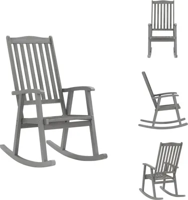 Image de vidaXL Fauteuil à bascule gris en bois massif d'acacia - Chaises de jardin