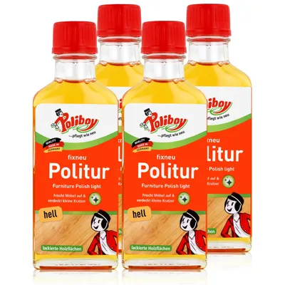 Produktbild von Poliboy Politur hell 100ml - Für lackierte helle Holzmöbel (4er Pack)