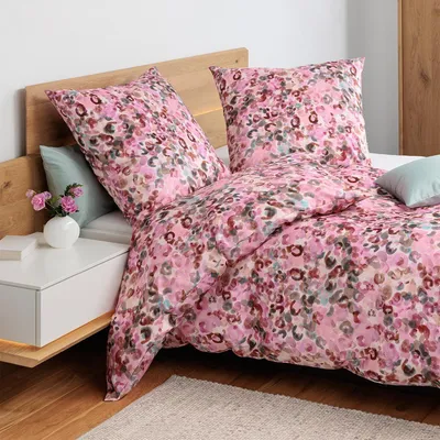 Produktbild von Janine Mako-Satin Bettwäsche modern art S 42171-01 rosa naturell 135x200 cm + 80x80 cm