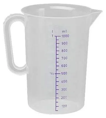 Maatbeker 1 Liter, Glas, Messbecher für Flüssigkeiten