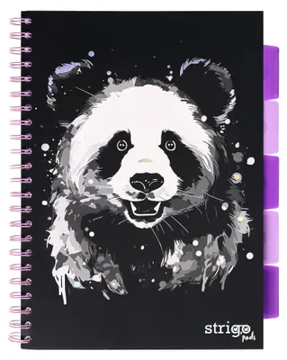 Productafbeelding van Strigo Pads notitieboekje, dierenprint, panda, A4, ringband, zwart, 100 pagina's, 80g, PADS021