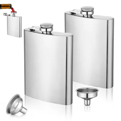 Hüftflaschen-Set 2x230 ml Edelstahl mit Trichtern