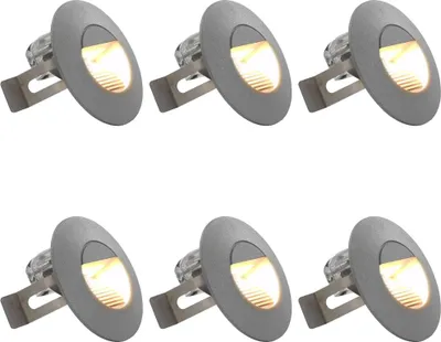 Zdjęcie produktu dla Lampy ścienne zewnętrzne LED, 6 szt., 2 W, srebrne, okrągłe