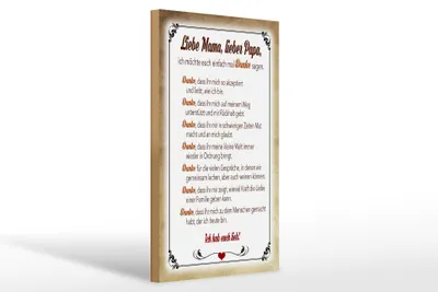 Produktbild von Holzschild Spruch 20x30cm Mama Papa hab euch lieb danke