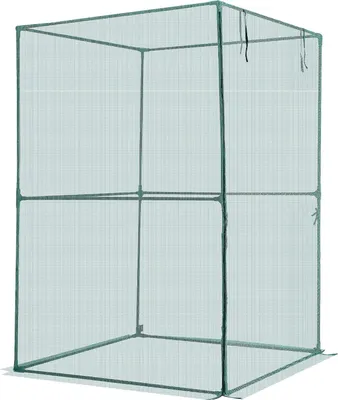Obrázok produktu pre SucceBuy Ochranný stan na rastliny, 1200 x 1200 x 1800 mm s sieťovým krytom, dverami na zips, robustný a odolný voči vetru, ideálny ochranný kryt na rastliny pre vysoké záhony vonku, vhodný do záhrady, na terasu a trávnik