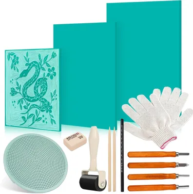 Productafbeelding van Linoleum Linoleum Print Set - A4 - A5 - A6 linoleum voor het graveren van rubberen vellen