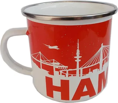 Produktbild von Hamburg Becher aus Metall mit Skyline Wappen und Schriftzug Rot 300ml