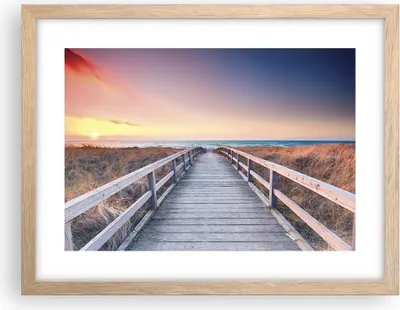 Produktbild von Gerahmtes Poster - Rahmen in heller Eiche - Weg Meer Brücke - 40x30 cm - Wand Bild - Wanddeko - Wandbilder - Kunstposter - Wandposter - Bilderrahmen - Bilder - Kunstdruck - P2NAA40x30-4948