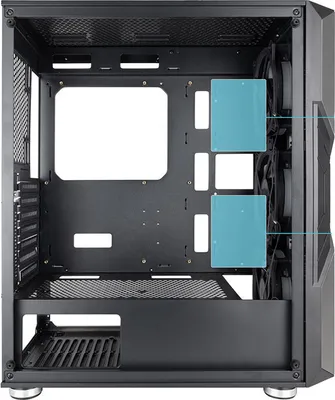 Obrázok produktu pre TooQ Nightcity, Midi Tower, PC, Čierna, Strieborná, ATX, EATX, micro ATX, Mini-ITX, Oceľ, Temperované sklo, Multi