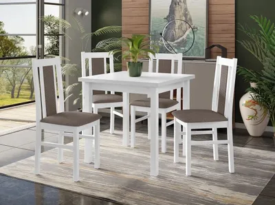Image de Ensemble de salle à manger 4+1 HARDIN 2 - blanc / marron 1