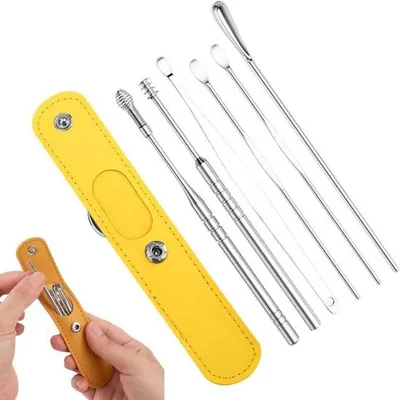 Productafbeelding van Oorreinigingsset - Oorsmeerverwijderaar - Oorhygiëne - 6-delige set - 11.4 cm - Zilver