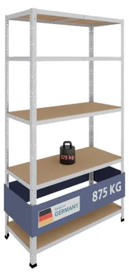 Productafbeelding van Stellingkast metaal verzinkt - 200 x 110 x 50 cm - 5 planken - 175 kg per plank