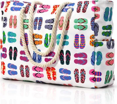 Immagine prodotto di Oscaurt Borsa da spiaggia da donna - Shopper impermeabile con cerniera, grande 53x37x18cm, borsa da donna