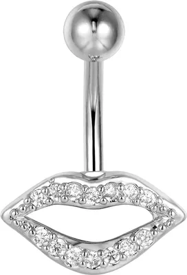 Produktbild von Karisma Edelstahl Bauchnabelpiercing Lippe Mund Banana Zirkonia - HB143 - Silber