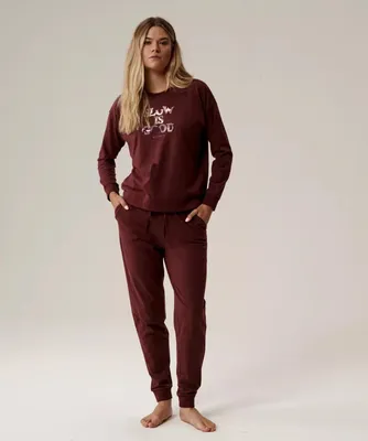 Produktbild von Damen Pyjama Atlantic aus 100% Baumwolle burgunderrot elegant M