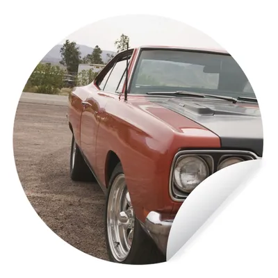 Produktbild von MuchoWow® Runde Wandtattoo - Wandsticker Tapete Aufkleber Muscle Car Ø 50 cm Selbstklebend und Repositionierbar - Wandaufkleber - Kreis - Wand Kreis - Wand Bild - Foto Tapete - Selbstklebende - Wohnzimmerdekoration - Wand Dekoration - Kinderzimmer