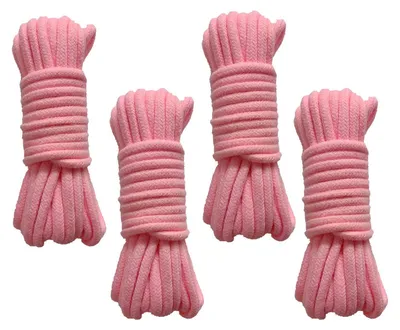 Imagen del producto de 4 unidades de cuerda de algodón trenzada, de 10 metros de largo y 8 mm de grosor, en color rosa