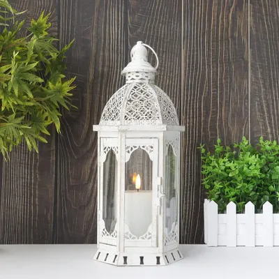 Productafbeelding van DESIGN Decoratieve kaarslantaarn 15''H Vintage Metalen Kaarsenhouder voor Tuin Woonkamer Indoor Outdoor Feesten Bruiloften Patio