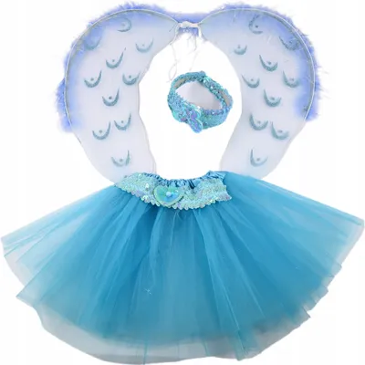Produktbild von Schmetterling Kostüm Blau Mädchen - Rock Flügel Haarreif 100-130cm Karneval Fasching
