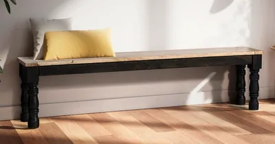 Produktbild von Esszimmerbank 180cm 'Mumbai' Mango natur & schwarz