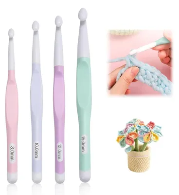 Produktbild von Häkelnadel-Set - Ergonomischer Griff für arthritische Hände - Handarbeit und Stricken - 4 Stück