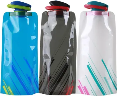 Produktbild von Zusammenklappbare Trinkflasche 700 ml - Set von 3 Stück, faltbar und flexibel wiederverwendbar für Wandern, Abenteuer und Reisen