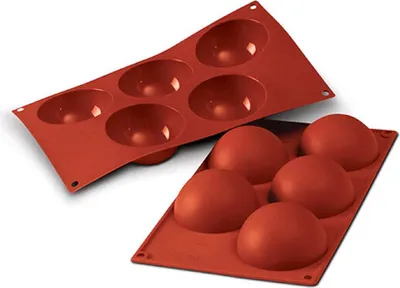 Produktbild von Silikomart Muffinbackform Halbkugel 5er Ø8cm H 4cm Silikon, terracotta