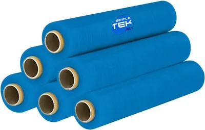 Obrázek produktu pro 6 rolí modrého strečové fólie, šířka 50 cm, hmotnost 2,2 kg, délka 160 m, tloušťka 30 mikronů, pro balení
