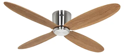 Immagine prodotto di Ventilatore da soffitto a risparmio energetico con telecomando Eco Plano II WiFi 132 cm Cromo / Rovere