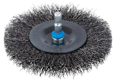 Produktbild von Stahldraht-Scheibenbürste ø100x10mm - Sechskant-Schaft - Zum Entrosten und Reinigen - Für Bohrmaschinen