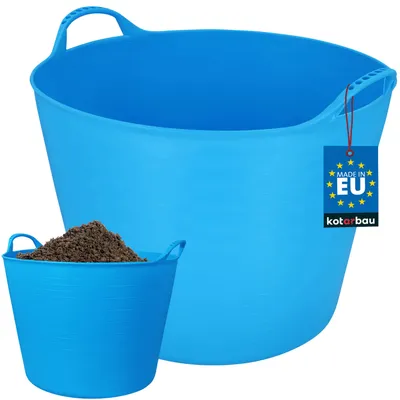 Immagine prodotto di KOTARBAU® Abbeveratoio in gomma elastica 42L Turchese Fluo con maniglie Cesto da giardino flessibile universale