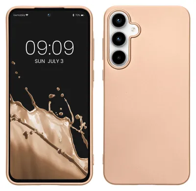 Produktbild von kwmobile Handyhülle für Samsung Galaxy A55 5G Hülle - Silikon Case metallisch schimmernd - Schutzhülle Cover - Metallic Gold