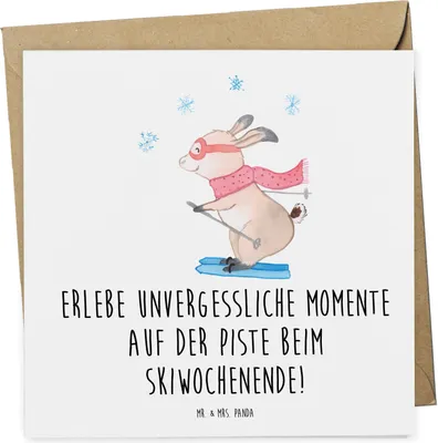Produktbild von Mr. & Mrs. Panda Gutschein Skiwochenende - Weiß - Geschenk, Geschenkgutschein, Berghütte, Familie, Gutscheinkarte, Freizeit, für Freunde, Skifahren, Karte, Winterspaß