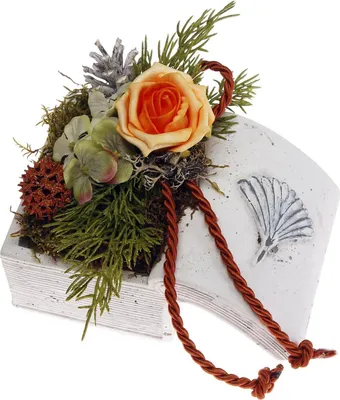 Produktbild von Grabdeko Keramikbuch mit Foamrose apricot CreaFlor Home