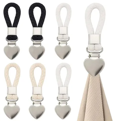 Handtuchhaken mit Herzclips, 6 Stück, Metall, für Bad & Küche