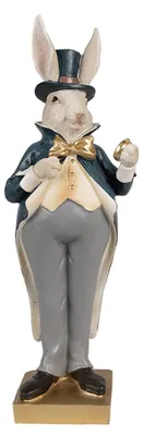 Produktbild von Clayre & Eef Figur Kaninchen 30 cm Beige Blau Polyresin