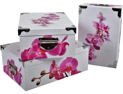Produktbild von Set aus 3 Aufbewahrungsboxen aus Karton mit Metallwinkeln