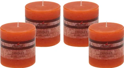 Produktbild von 4er Set Adventskranzkerzen "Raureif" Dunkelorange 100/98 mm
